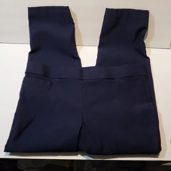 Alfred Dunner Navy Pants Size 16 Women's Flat Front Pull On Elastic Waist Blue - Picture 2 of 8